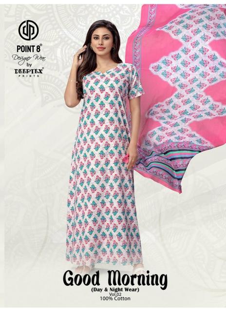 deeptex point 8 good morning vol 2 cotton readymade comfortable gown with dupatta