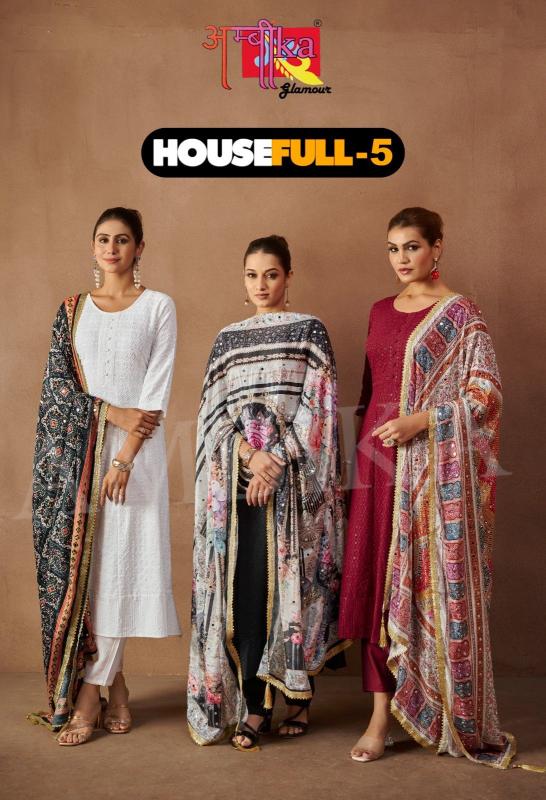 housefull vol 5 by ambika kurti readymade combo rayon 3pcs dress