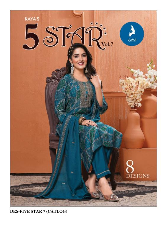 kaya five star vol 7 beautiful chanderi modal print plus size readymade suits