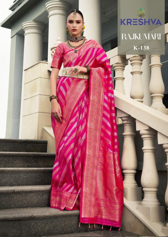 kreshva rajkumari banarasi poly viscose silk exclusive saree exports 