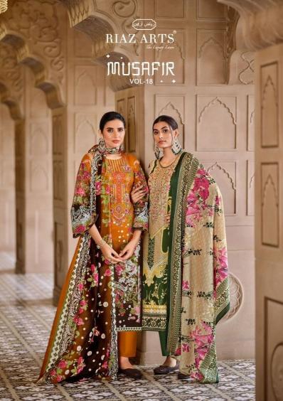 musafir vol 18 by riaz arts karachi lawn cambric print unstitch suits