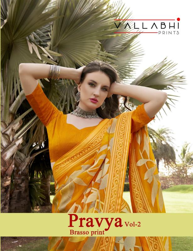 pravya vol 2 by vallabhi unique leaf printed brasso saree collection