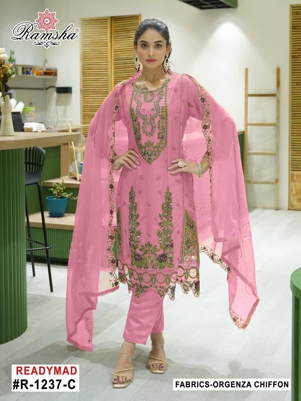 r 1237 nx by ramsha unique embroidery organza chiffon fullstitch suits