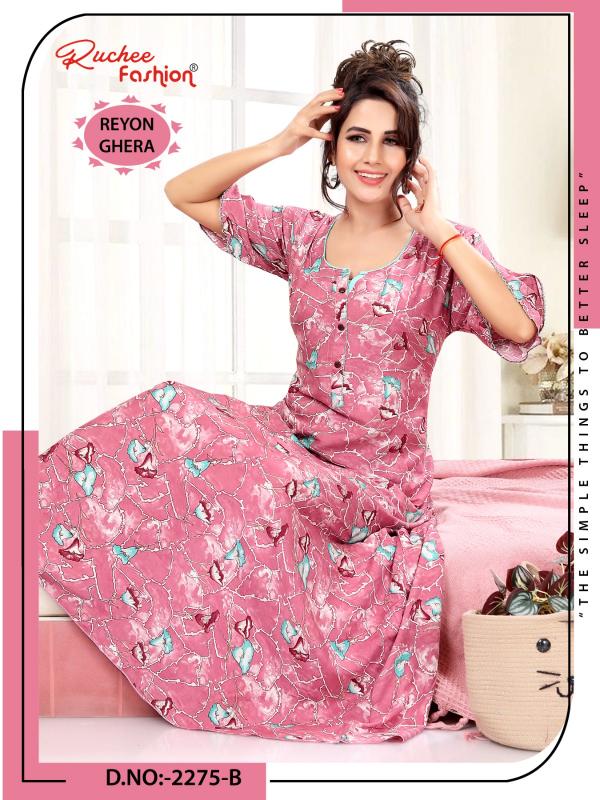 ruchee fashion 2275-2279 rayon ghera readymade nighty for women