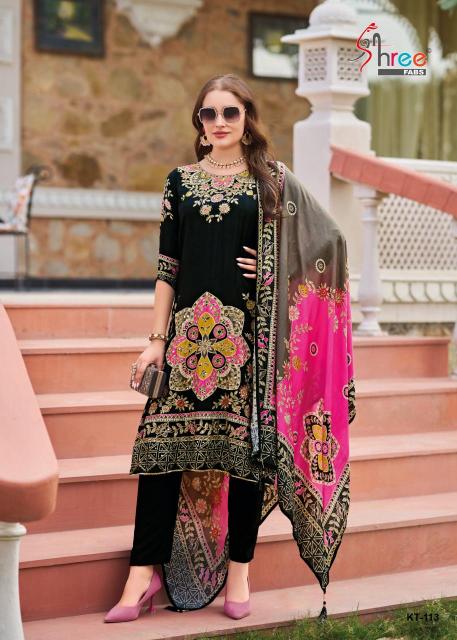 shree fabs introduced  kt 113 new design of pakistani party wear of suits 