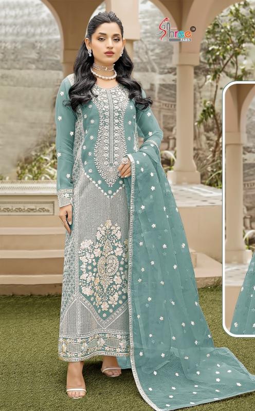 shree fabs s 5231 heavy embroidery work organza ladies suits