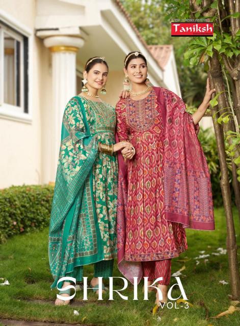 shrika vol 3 by taniksh readymade muslin print nayra cut 3pcs dress