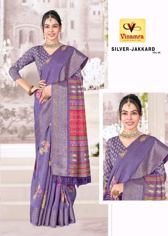 silver jakkard vol 6 by vinmara hit design saree with blouse 