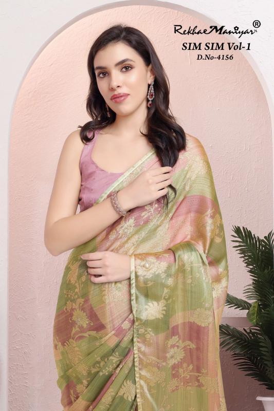 sim sim vol 1 by rekha maniyar 4156 series silk chiffon elegant style saree 