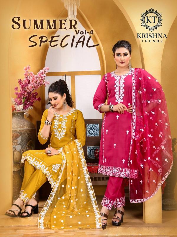 summer special vol 4 by krishna trendz readymade roman silk 3pcs suits