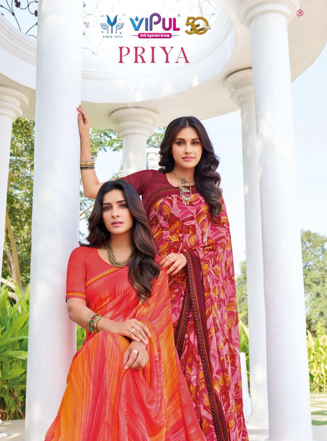 vipul present priya printed georgette beautiful saree 