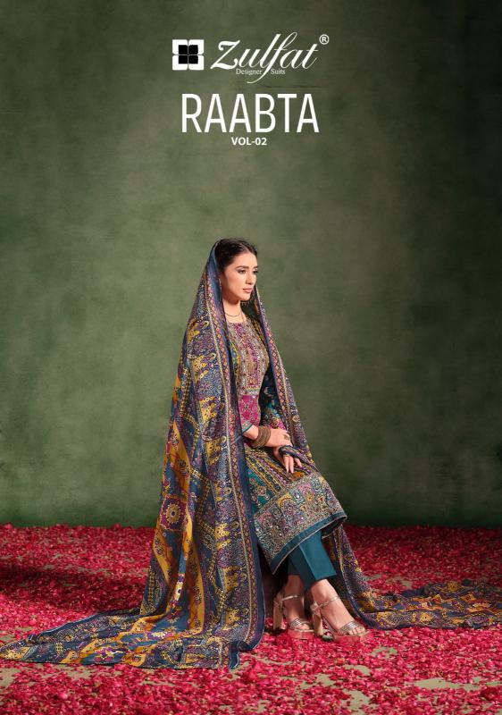 zulfat designer raabta vol 2 jam cotton unsttich dress material exporter 