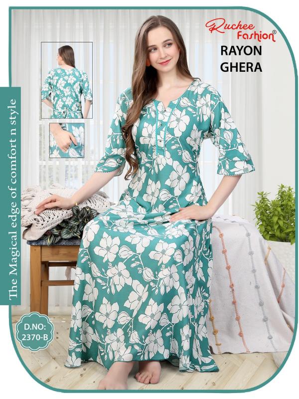 2370-2371 by ruchee fashion rayon ghera fancy selves nighty for ladies 