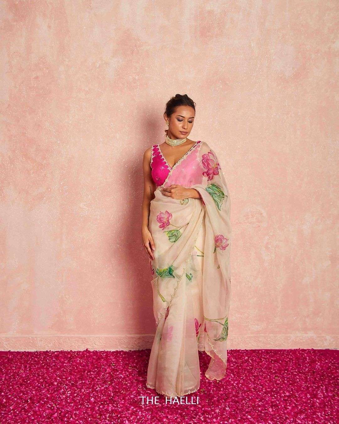 pr kc 2016 soft organza beautiful floral print hit design saree supplier 