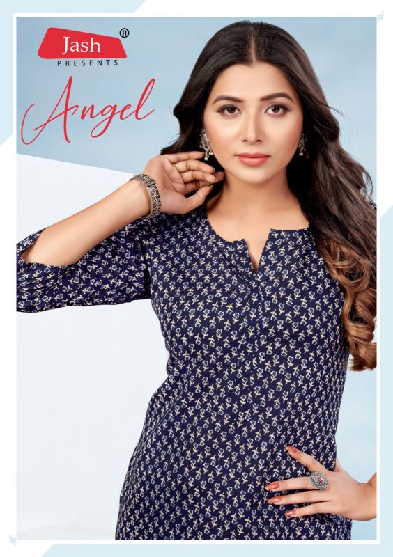 angel vol 1 by jash jaipuri style print cotton full stitch short top for girls  