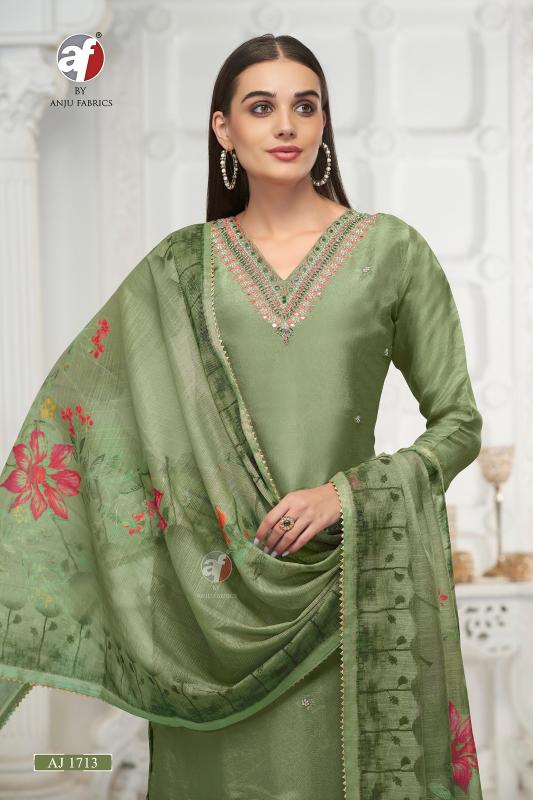 anju fab aj 1713 tissue shimmer readymade party wear combo suit 