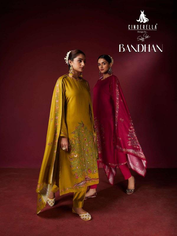 bandhan by cinderella rasiyan silk elegance style unstitch suit online 
