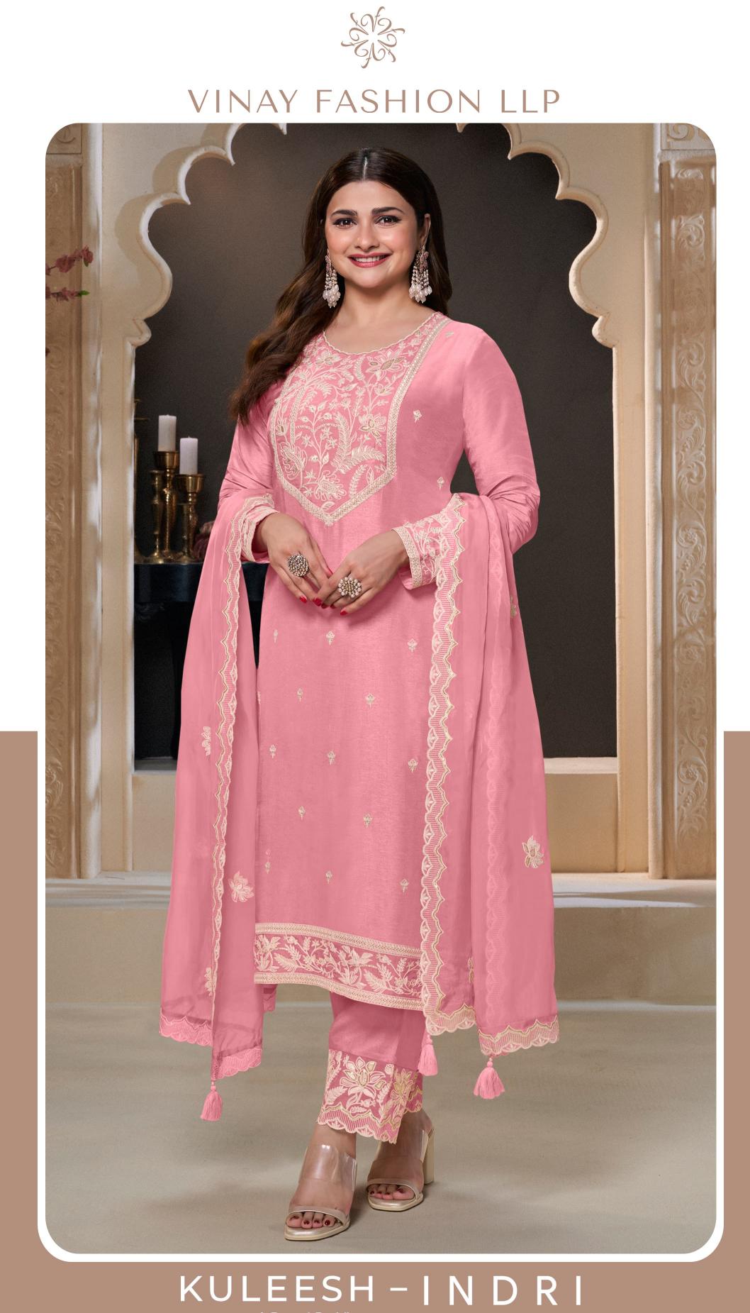 indri by vinay kuleesh fancy thread party wear dress material 