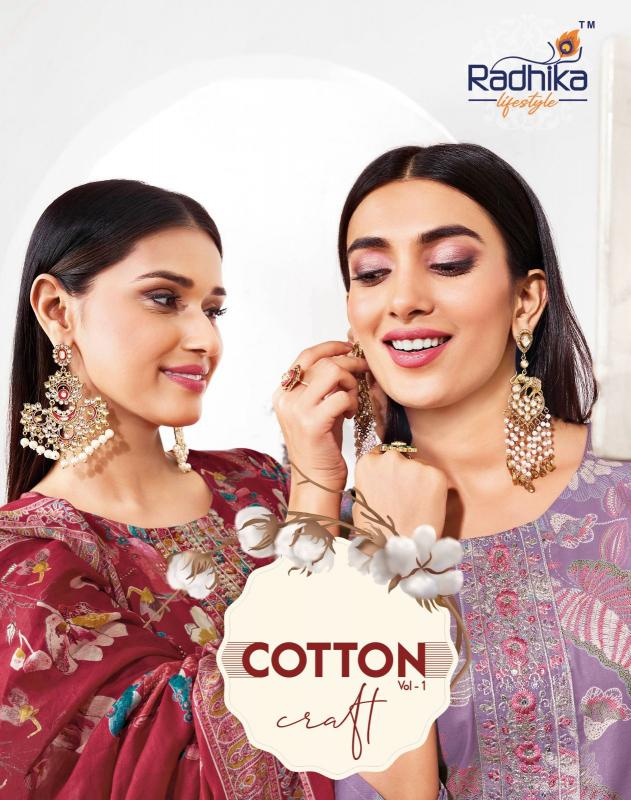 radhika lifestyle cotton craft vol 1 cotton fully stitch plus size 3pcs dress