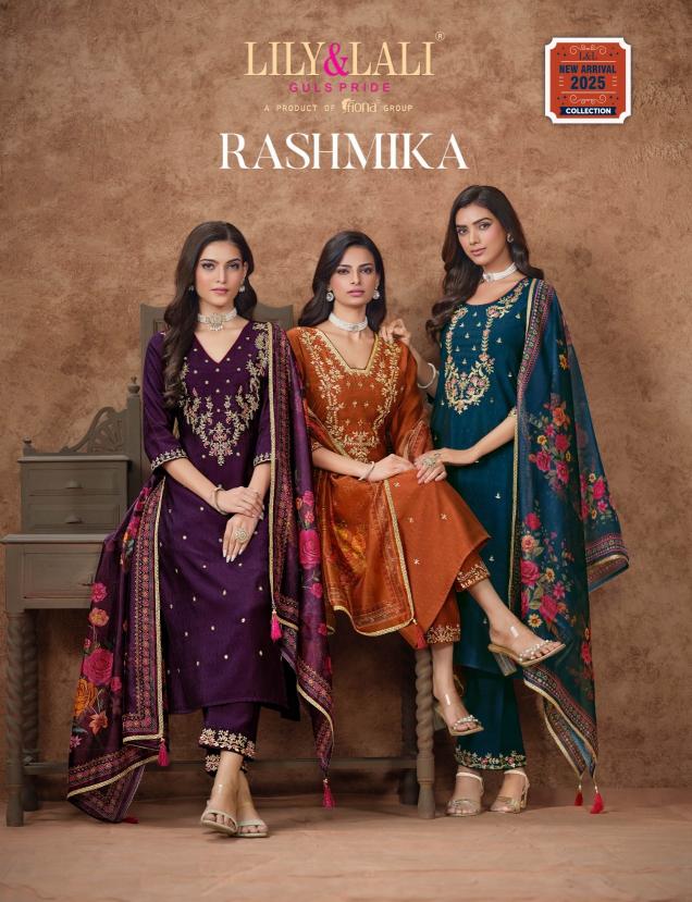 rashmika by lily & lali viscose silk readymade traditional suits for ladies