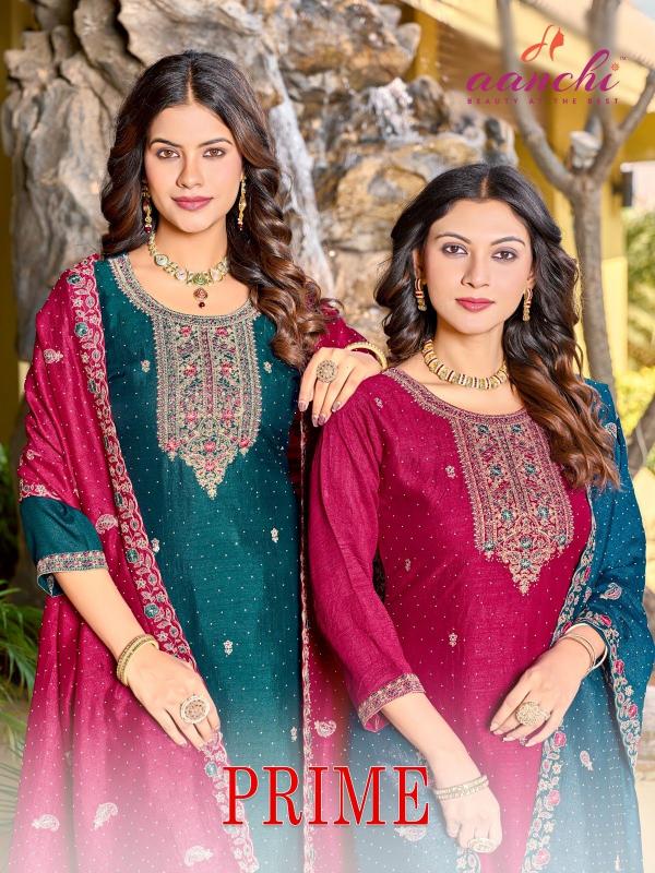 aanchi prime vichitra silk readymade attractive look suit for ladies 