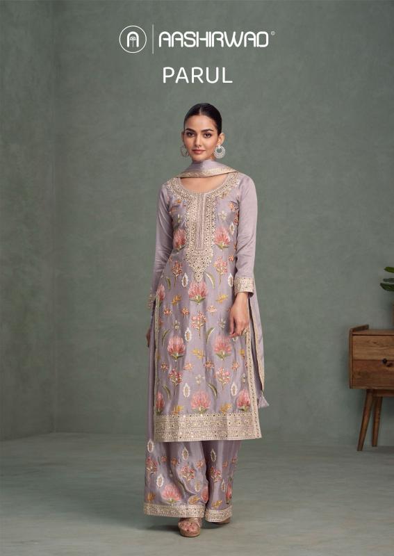 aashirwad creation parul readymade chinon silk traditional plazzo suits 