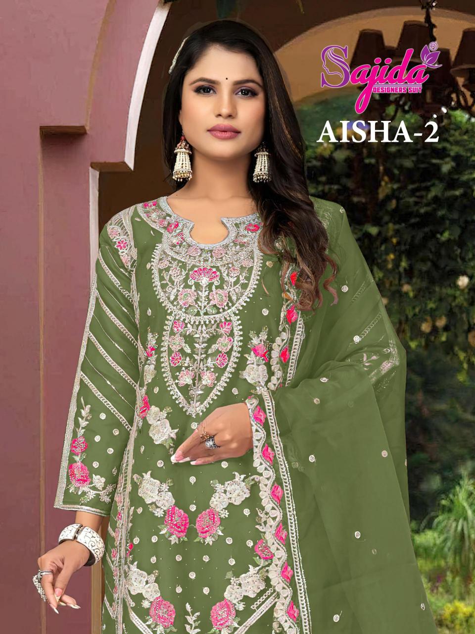 aisha vol 2 by sajida designer organza pakistani unique 3pcs dress