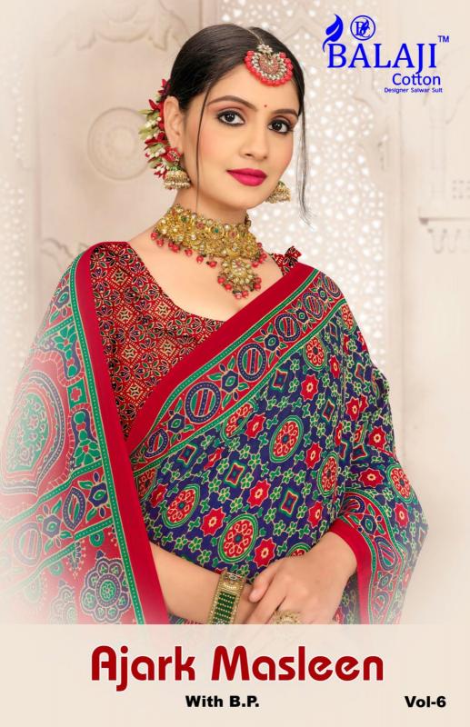 balaji cotton ajark masleen vol 6 cotton print daily wear sarees 