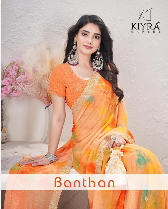 banthan by kiyra georgette popular design saree wholesaler 