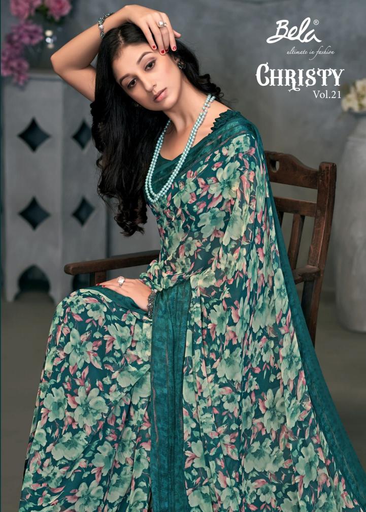 bela christy vol 21 witless print satin weaving border best saree online 