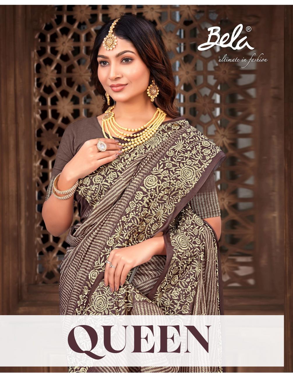 bela fashion queen tusser digiatl print work saris wholesale 