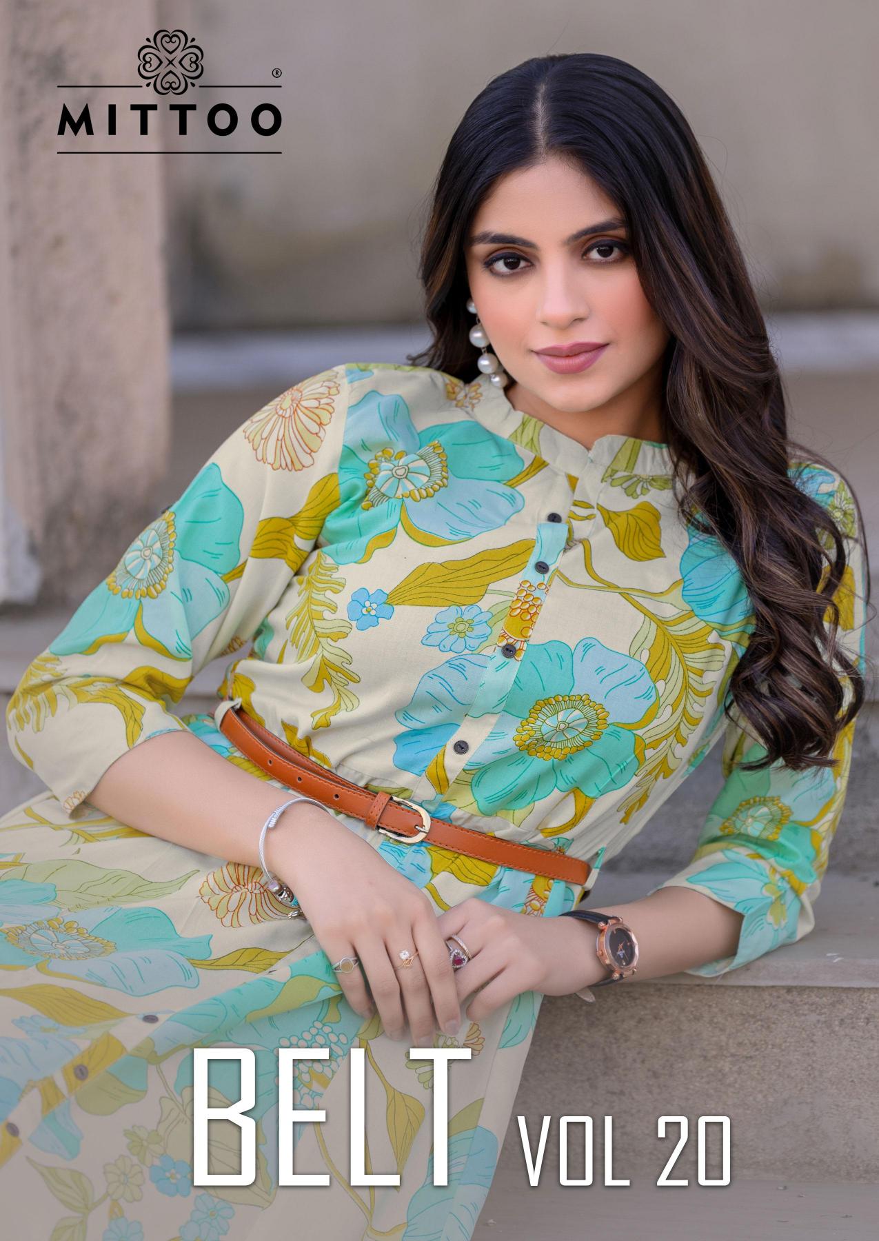 belt vol 20 by mittoo readymade rayon print western kurtis online 