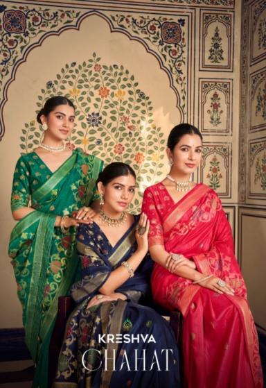 chahat by kreshva silk banarasi elegant style saree online 