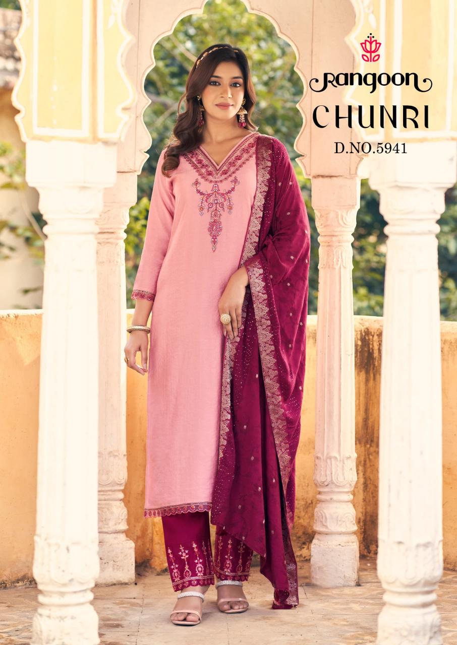 chunri by rangoon viscose readymade popular design 3pcs dress