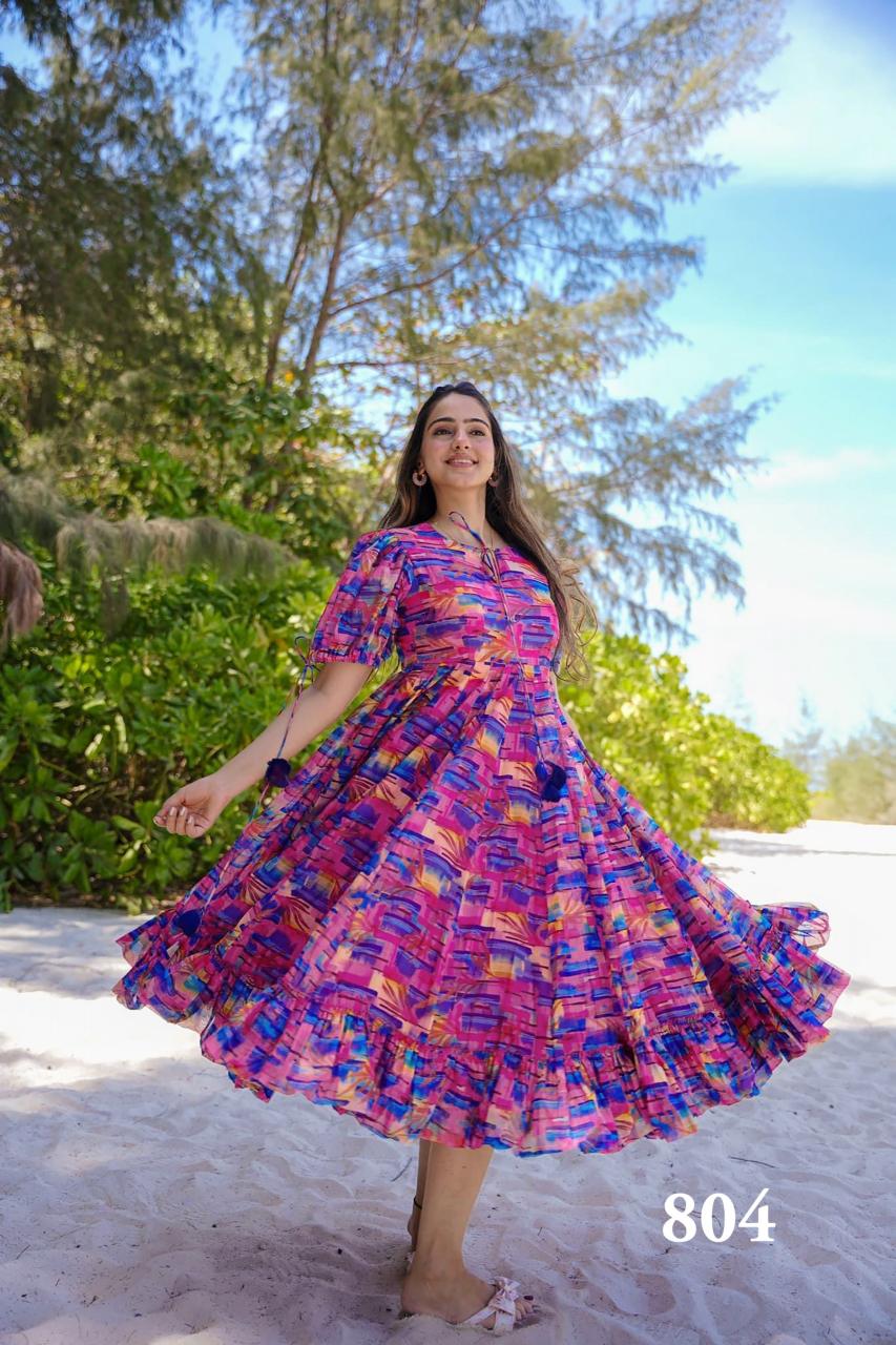 clora vol 8 rayon gown printed dress collection 