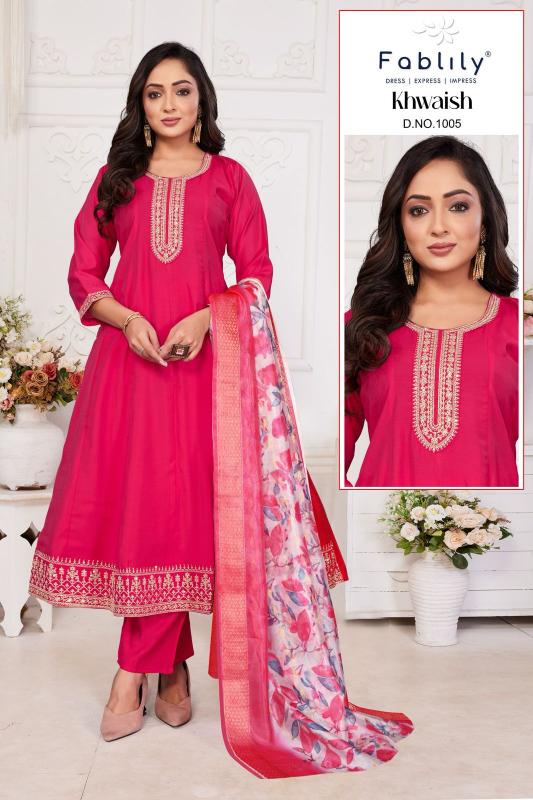 fablily presents khawaish readymade silk modern combo salwar kameez 
