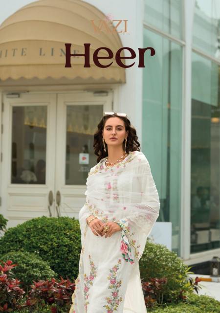 heer by vazi fashion readymade party wear cotton sifli work 3pcs dress