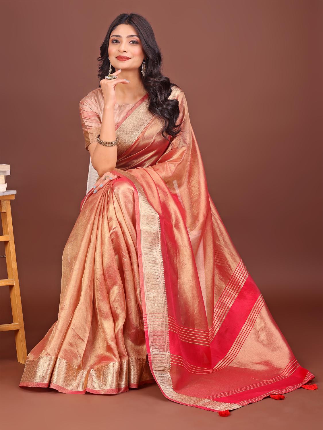 interlekan by astita fancy designer organza fabric saree wholesale with latkan 