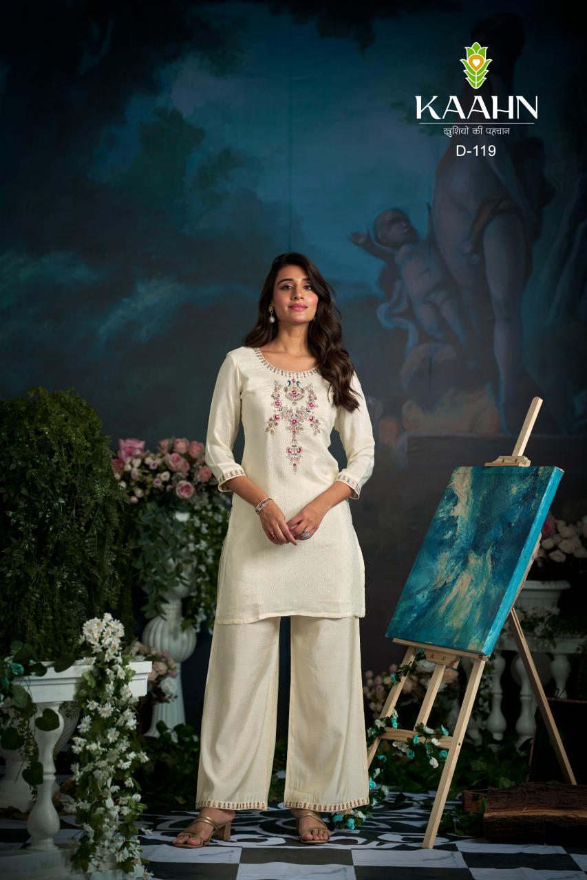 kaahn 119 design top with flared palazzo set 