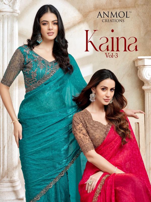 kaina vol 3 anmol creation fancy party wear saree for women