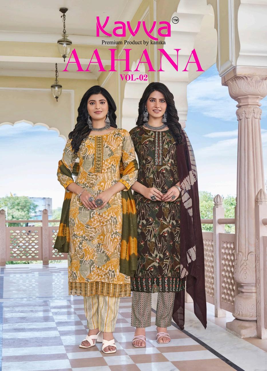 kavya aahana vol 2 fully stitch capsule unique colours 3pcs dress
