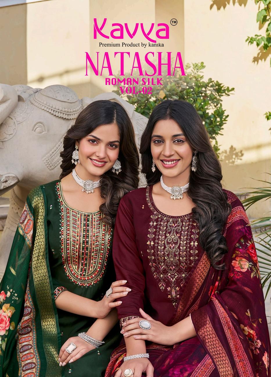 kavya presents natasha vol 2 roman silk readymade classic 3pcs dress