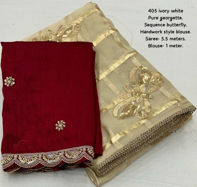 kc 405 georgette butterfly designer saree wholesaler 