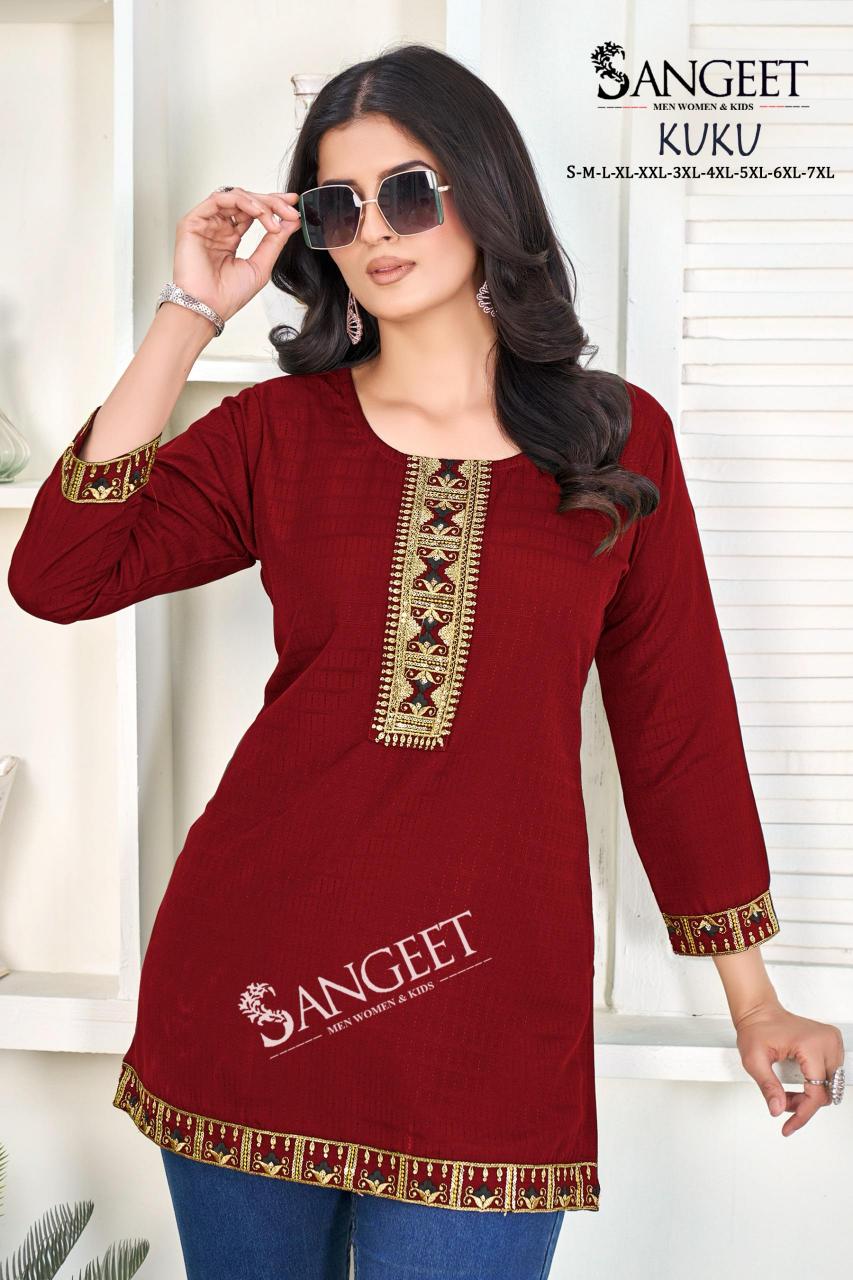 kuku rayon bombay readymade plus size western top for girls 