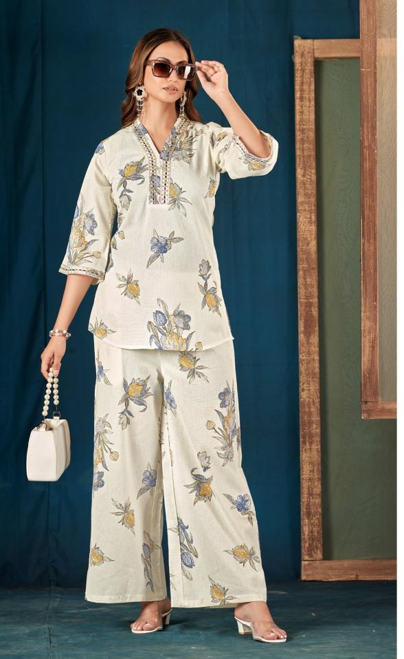ladies flavour 3220 & 3221 readymade cotton print fancy combo set co-ord 