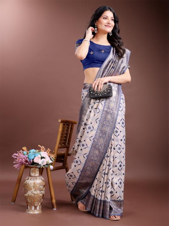 linen queen vol 6 by astita fancy designer linen Cotton fabric saree wholesale with latkan 