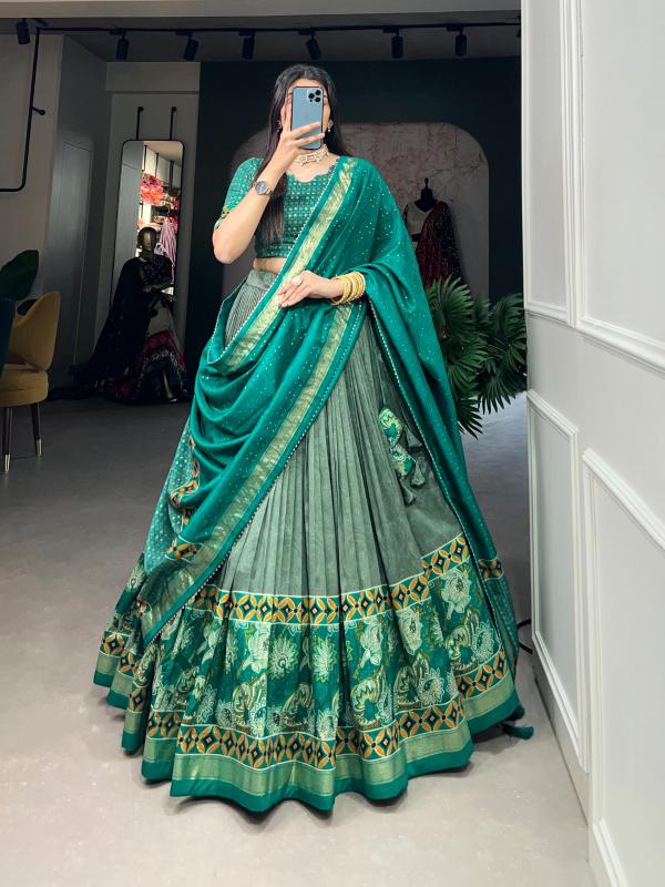 lnb1210 tussar silk floral print stitch lehenga unstitch blouse festive collection 
