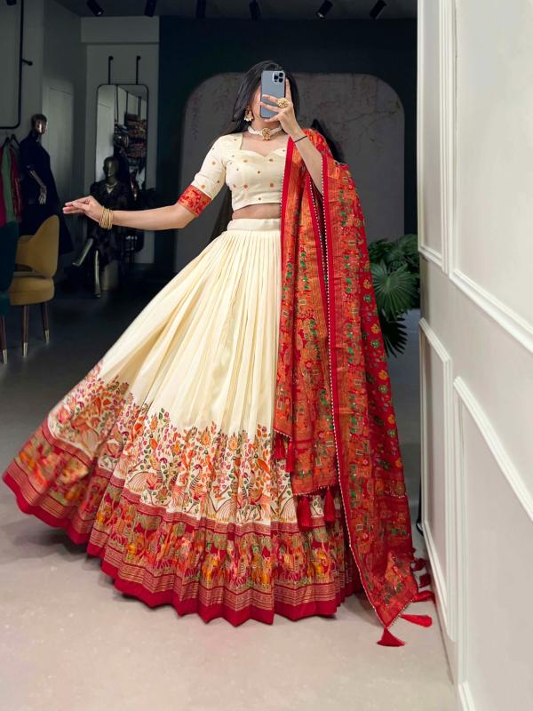 lnb1245 tussar silk half saree stitch lehenga unstitch choli exports