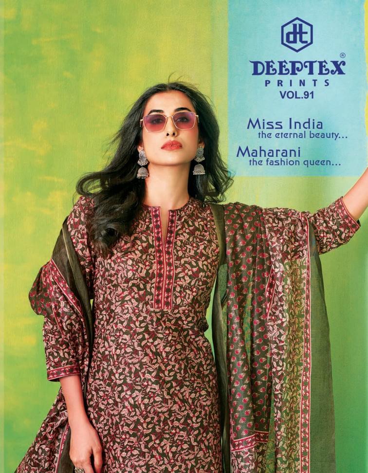 miss india vol 91 by deeptex prints 9101-9116 series cotton suit for womens 