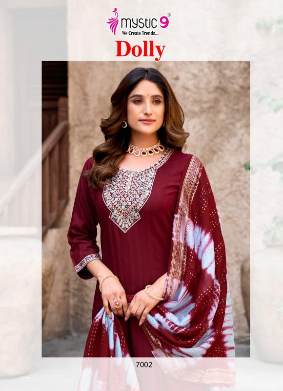 mystic9 presents dolly  vol 7 rayon readymade classic suit for ladies 